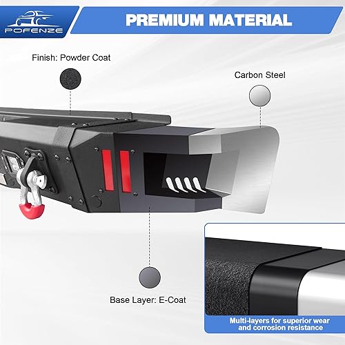 Miniatura 5 de POFENZE Parachoques trasero para camioneta Chevy Silverado 1500 (2007-2013), parachoques negro texturizado con anillo en D y luces LED y placa