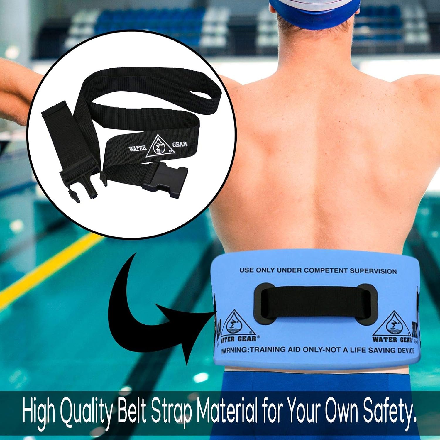 Water Gear Replacement Belt Strap - for Water Runner Swimming Exercise Belt - Adjustable Waist Strap for Kids and Adults : Swim Belts : Sports & Outdoors