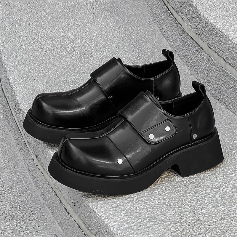 Men's Leather Shoes, Oxford Derby Loafers, Slip-in, Platform Sole, Lug Sole, Non-Slip Wearable, Driving, Casual, Business2