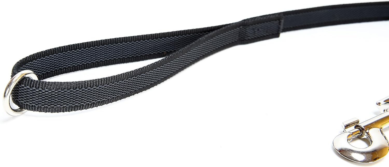 Julius-K9 Color & Gray Super-Grip Leash with Handle, and O-Ring, 0.79 in x 3.9 ft, Black-Gray