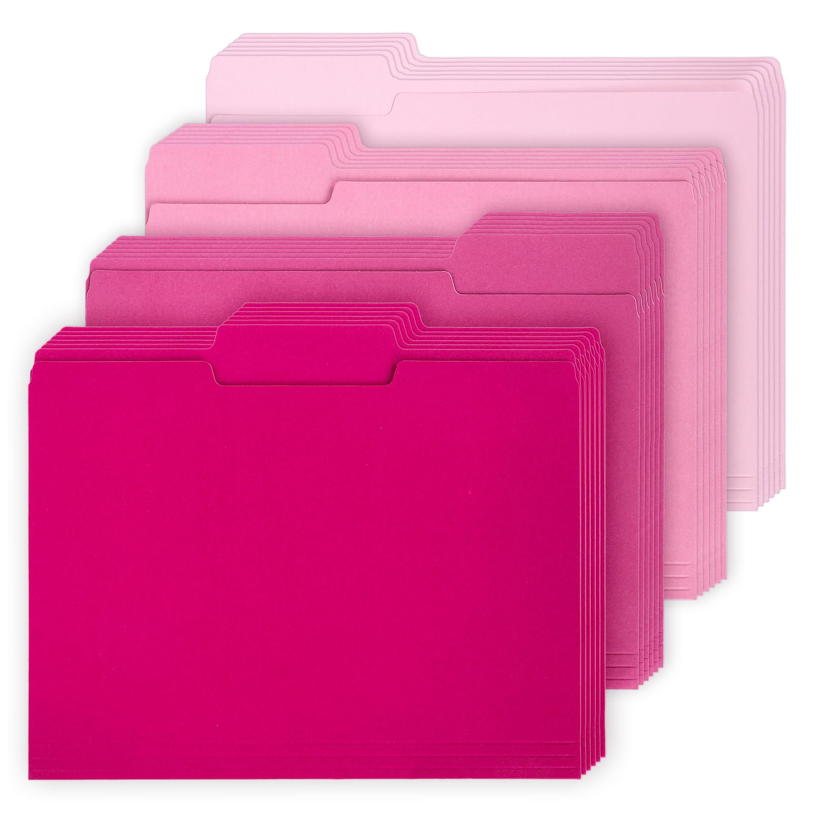 Whaline 24 Pack Hot Pink File Folders Letter Size 4 Colors Gradient Pink File Pockets with 1/3 Cut Tab for Home Office Classroom Supplies, 8.9 x 11.6