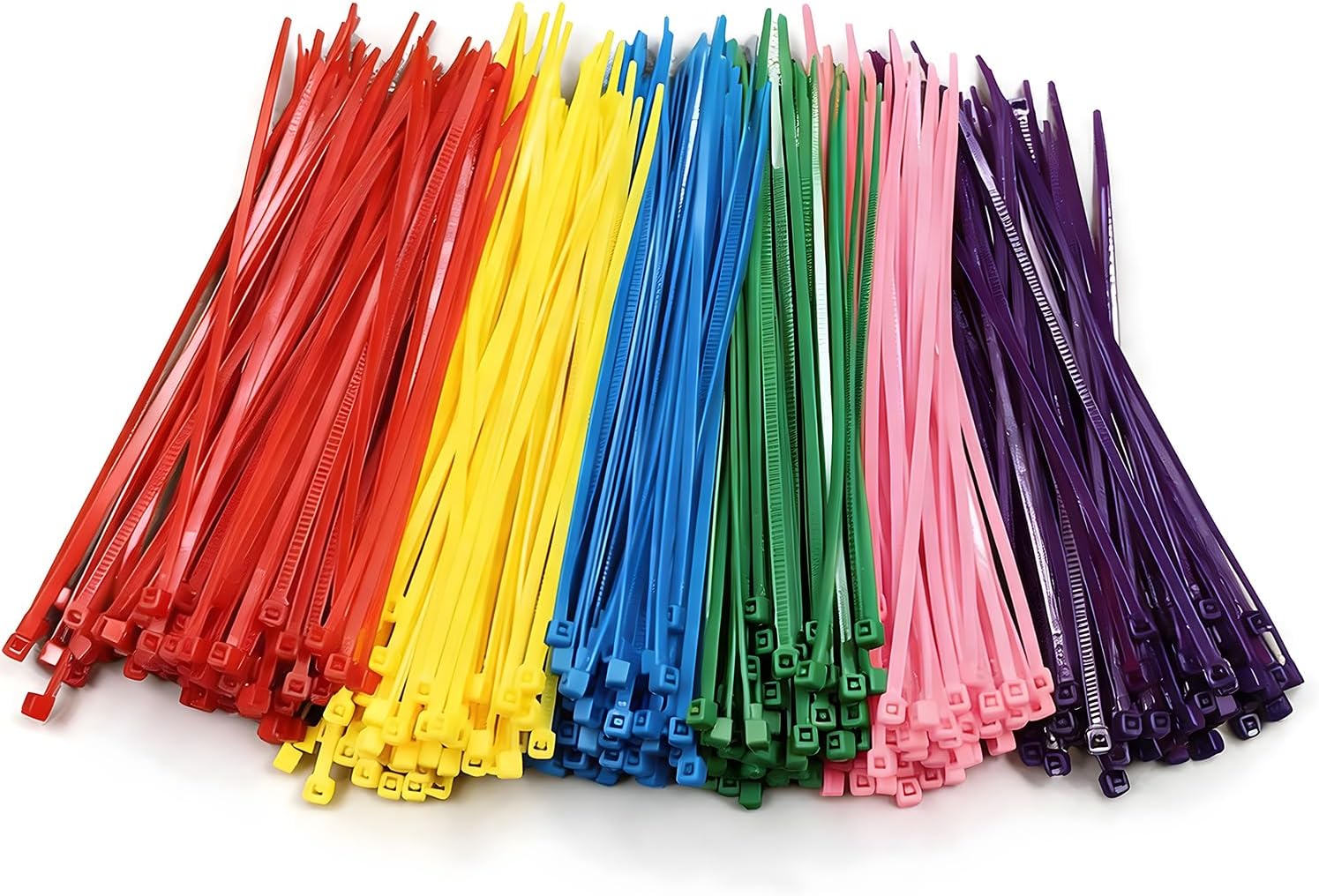 200 Pack Colored Zip Ties 8 Inch, 50lb Tensile Strength Assorted Colors (Red, Blue, Green, Yellow), UV Resistant Strong Nylon Cable Ties for Office Cord Management, Party Decor, DIY, Self-Locking