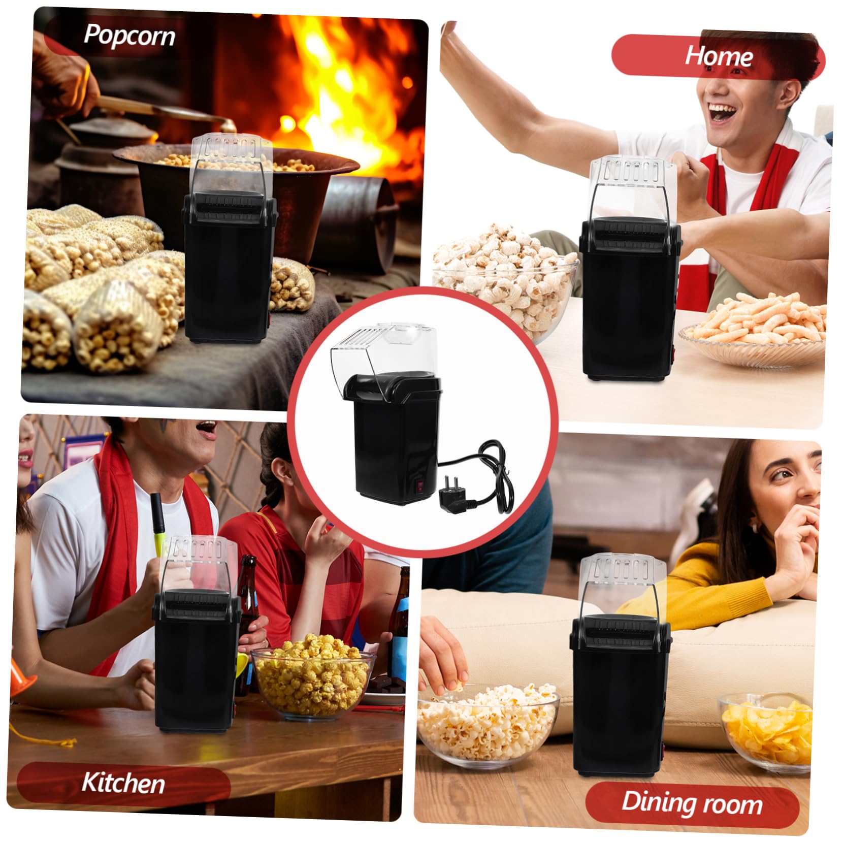 ULTECHNOVO Machine à Popcorn à Air Chaud Automatique Pour Maison Cuisine Avec Tasses Doseuses