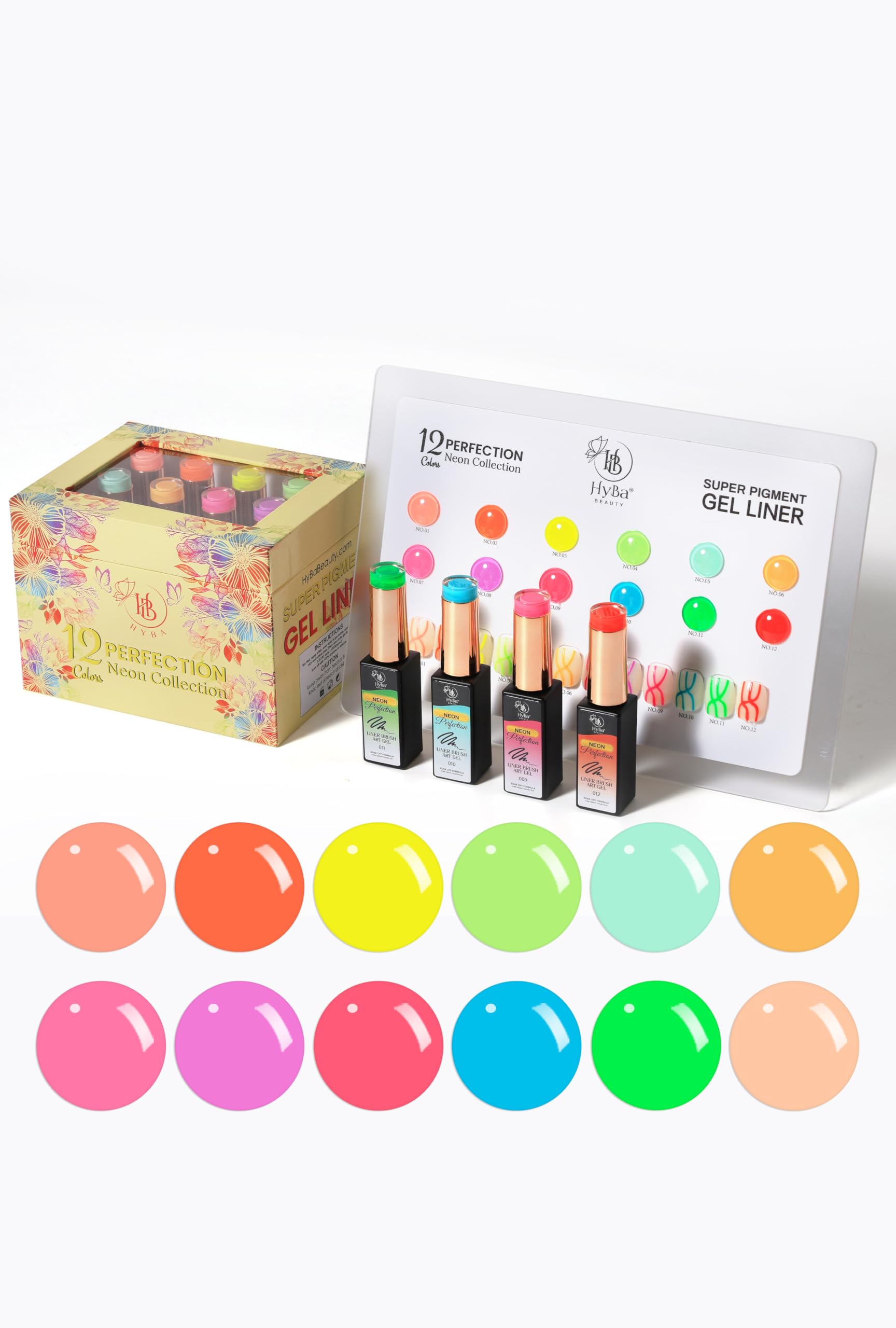 HYBA Gel Eyeliner Set 12 Neon Colors