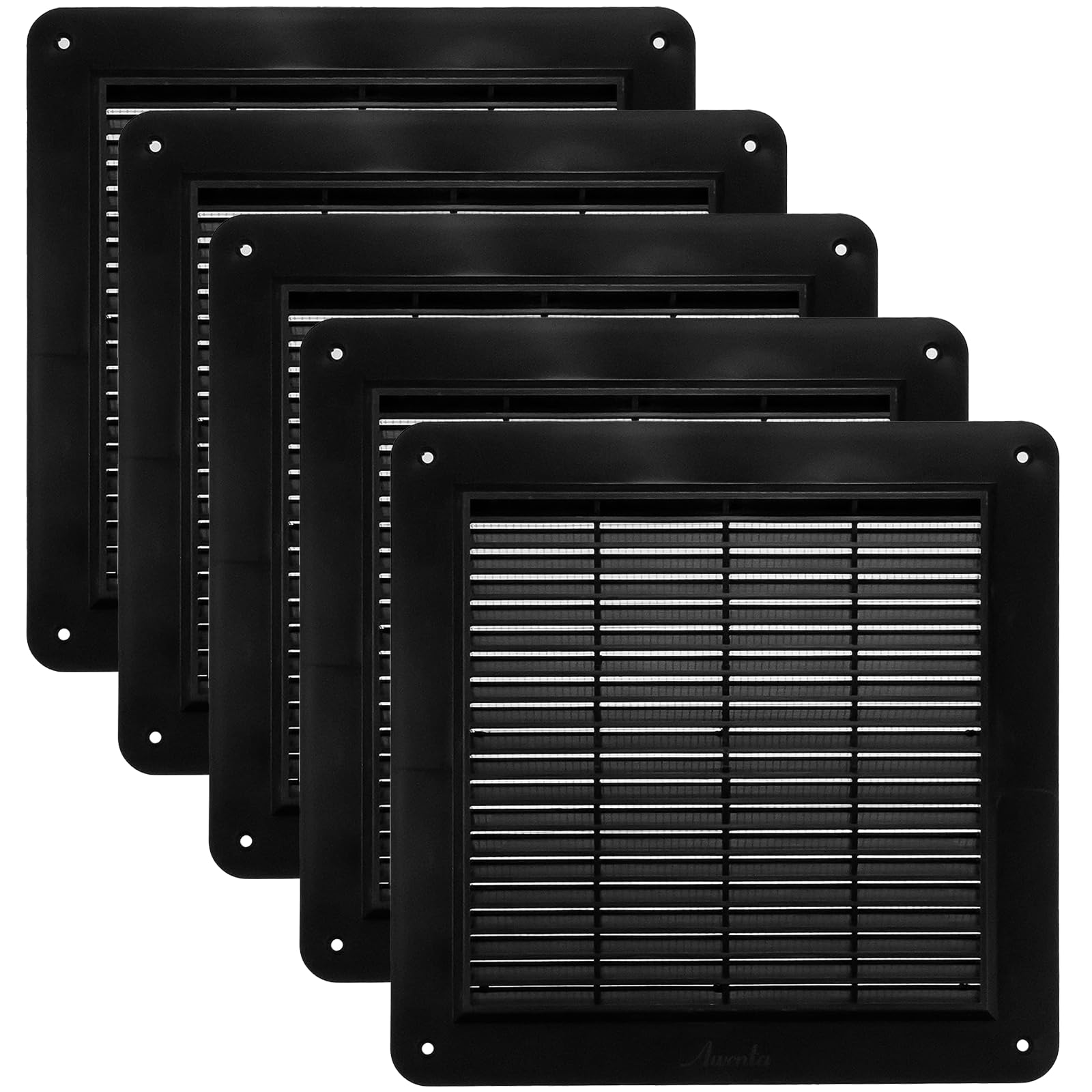 Couvercle d'aération carré noir Vent Systems lot de 5 pour grille CVC de cuisine