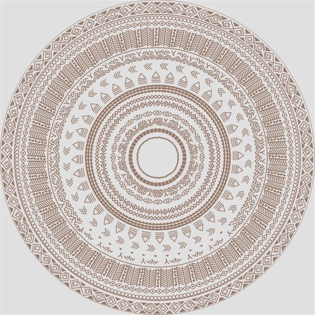 Tapis salon rond mandala bohème lavable en machine pour en finir avec les taches du séjour