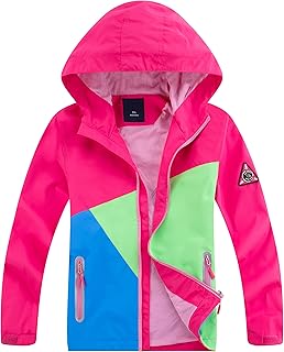 Cortavientos Impermeable Niño y Niña con Capucha y Colour Block