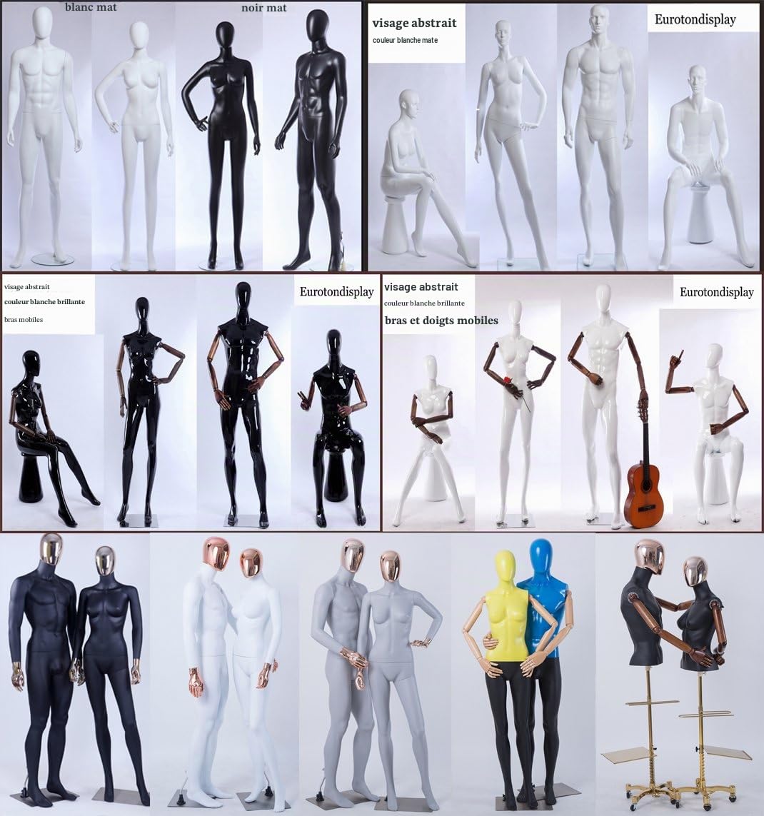 Mannequin abstrait Eurohandisplay - Tête galvanisée, mains - Homme et femme, Mann, M1-M1-1-DD