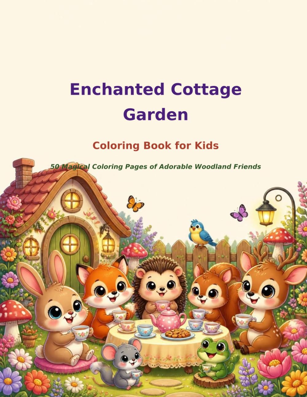 Enchanted Cottage Garden Colouring Book: Cozy Coloring Pages of Adorable Woodland Friends & Cottage Life
