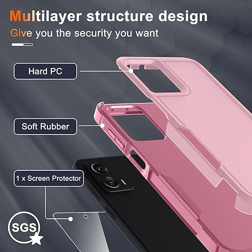 Miniatura 3 de RMOCR Funda Compatible con Moto G Power 5G 2023 y Moto G 5G 2023, con Protector de Pantalla de Vidrio Templado 1 Paquete, Doble Capa de Cuerpo