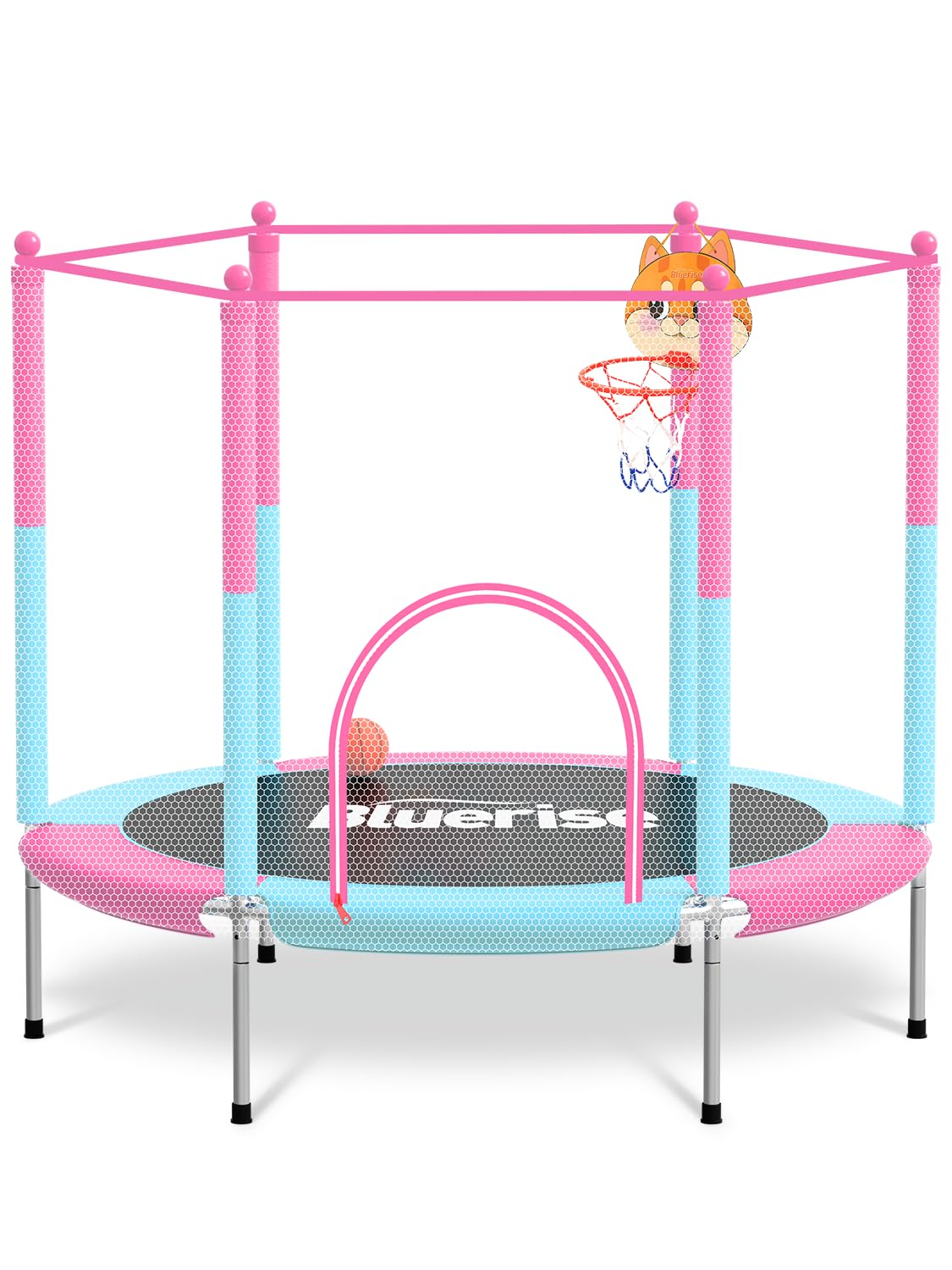 BLUERISE 55'' 72'' Indoor&amp;Outdoor with Enclosure Trampoline for Kids Gifts