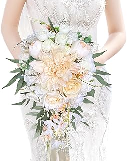 10 Inch Cascading Bouquets for Bride Fall Wedding Bridal Bouquet Large C...