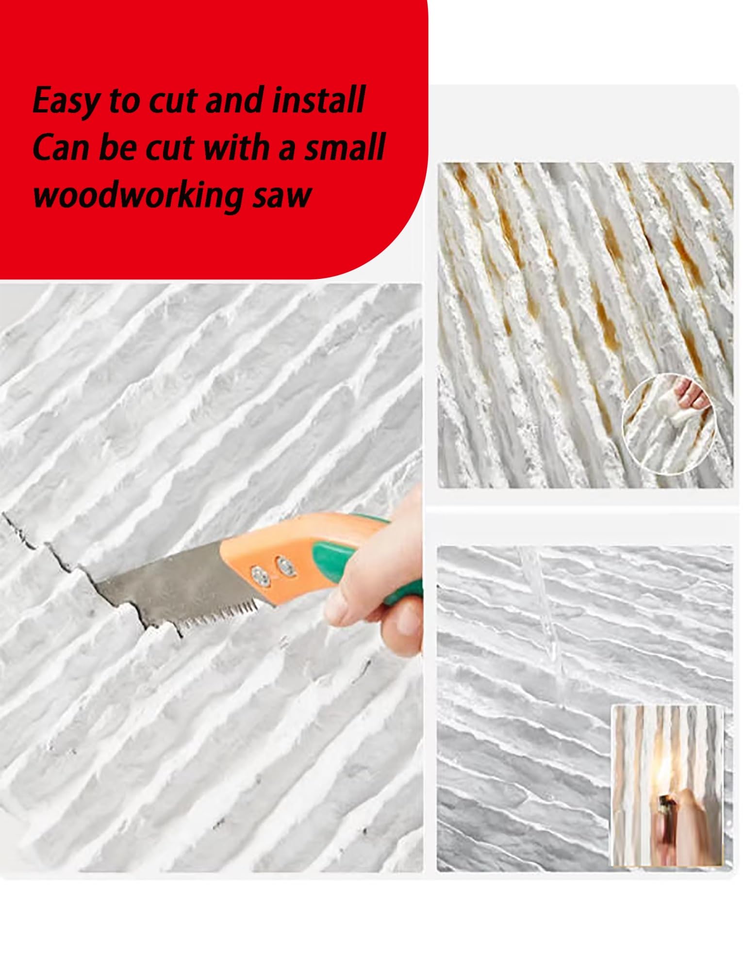 Paneles de Pared con Efecto Piedra, Paneles Ligeros de Revestimiento de Piedra de PU - Piedra de Cascada Gris Oscuro para Fuentes de Agua y Paredes Decorativas, Impermeables y fáciles de ins