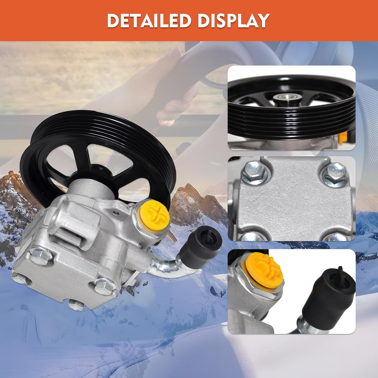 20-2403 Power Steering Pump with Pulley Replacement for 09-17 Chevy Traverse, for 07-17 GMC Acadia, for 08-17 Buick Enclave 20954812 25897549 25938259