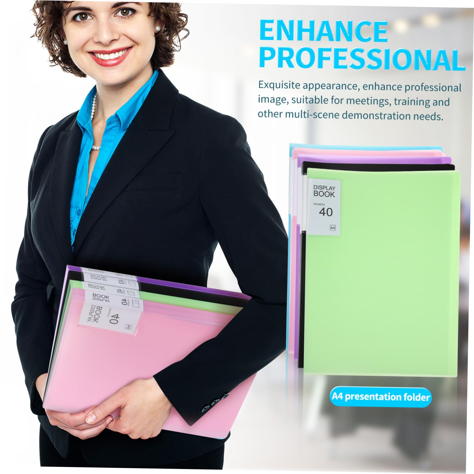 Artibetter 5pièces Pochette Plastique pour Classeur Pochettes Transparentes Organisateur de Dossiers pour Documents Œuvres Art et Souvenirs