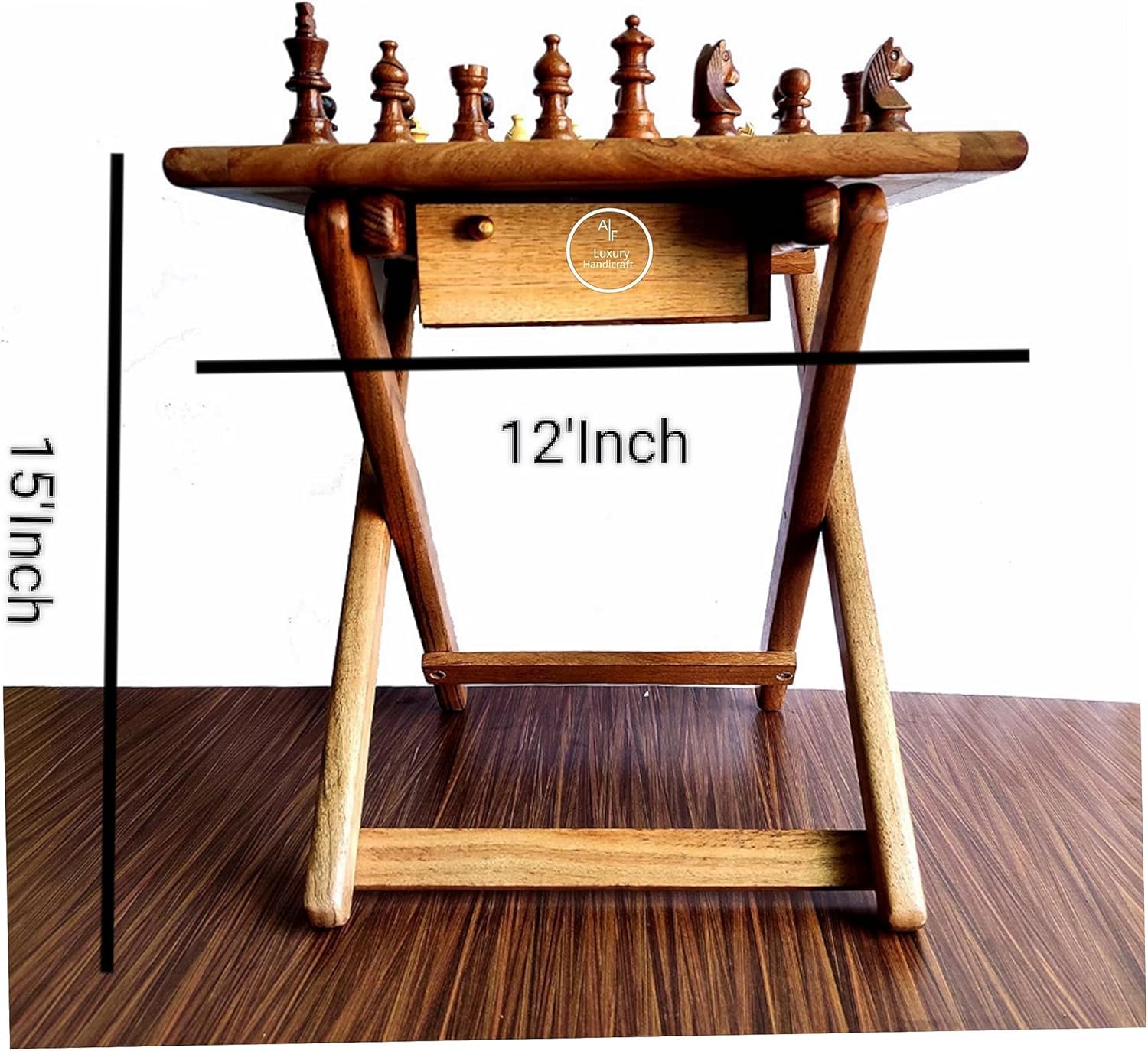Tavolo magnetico di piccole dimensioni in legno di palissandro | Set di scacchi fatto a mano con tavolo da gioco pieghevole | Casa, ufficio, viaggi e regali | Qualità solida