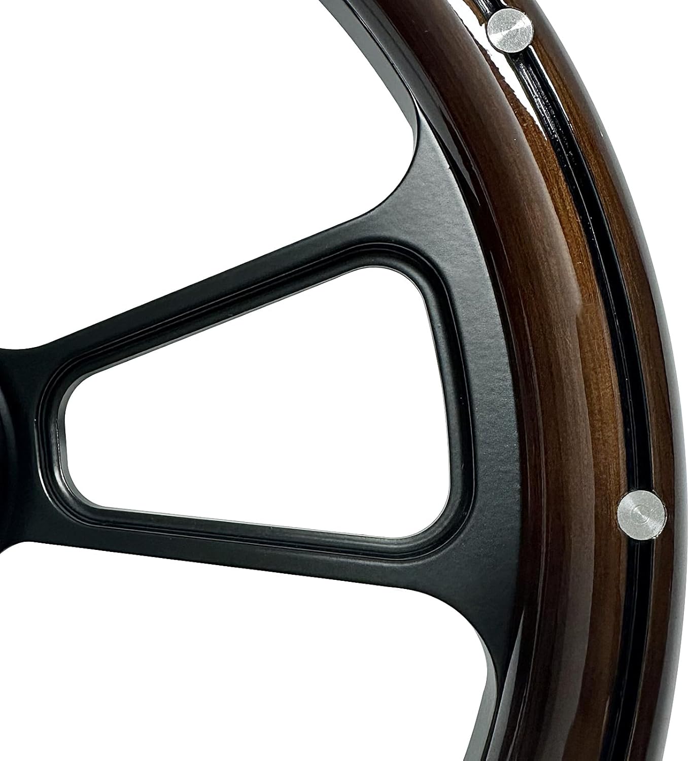 14 inch Universal Wooden Racing Steering Wheel 6 Bolt Black Aluminum 3 Spoke Vintage Wood Grain Steering Wheel with Horn Button for Racing/Rally/Motorsports Black Line