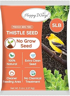 Nyjer/Thistle Seeds - Alimento para pájaros silvestres, 5 libras, sin cultivo, semillas de pájaro para aves silvestres