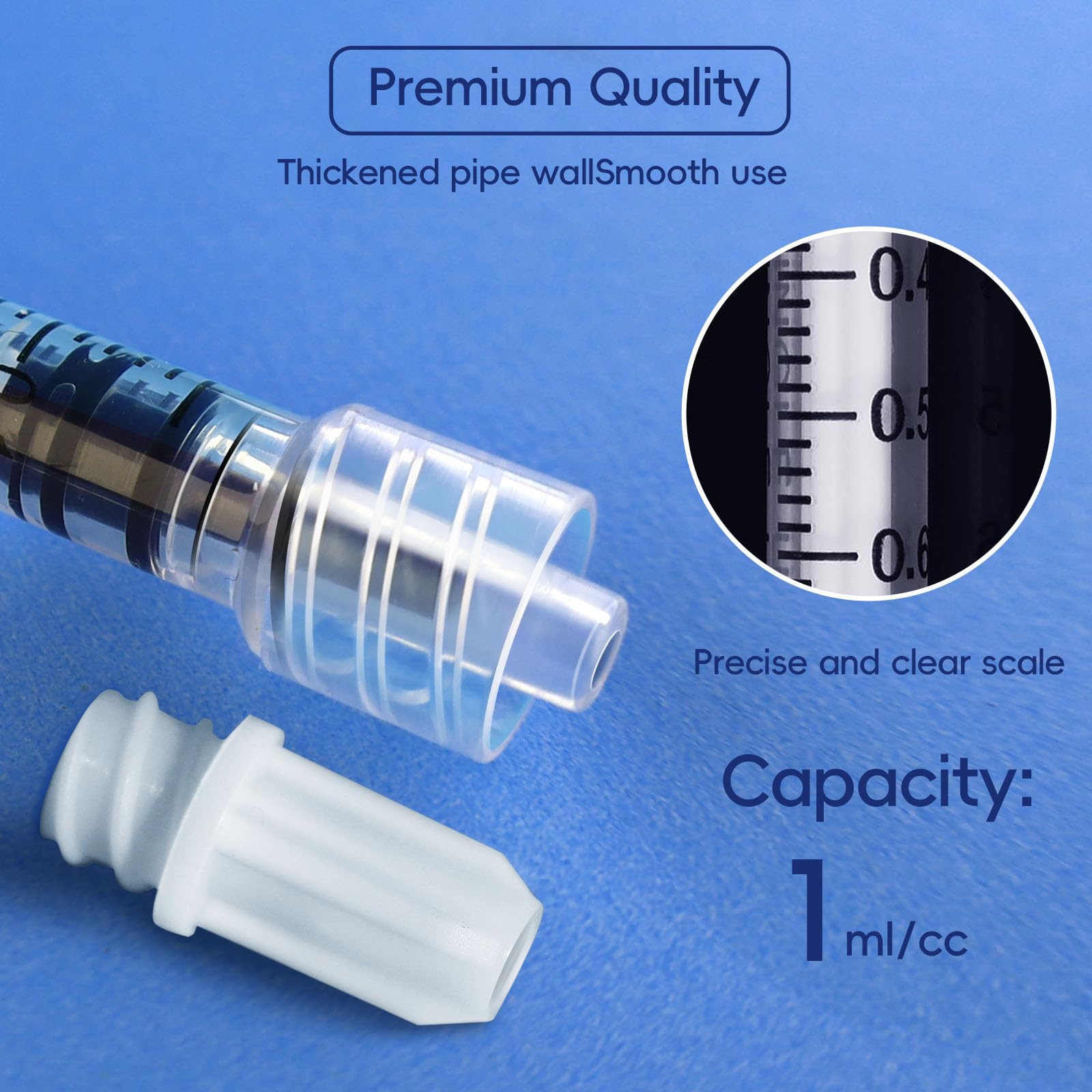 Jeringa Luer Lock de 1 ml (sin aguja), estéril, envuelta individualmente, paquete de 20, medición precisa de líquidos, diseño a prueba de fugas