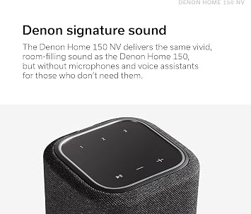 Denon Home 150 NV Home Stereo Wireless Speaker (Black), Bluetooth Wireless, 1 Tweeter, 3.5 Woofer, HEOS Built-in, AirPlay 2, Multi-Room Streaming, Simple Setup, Compact Design