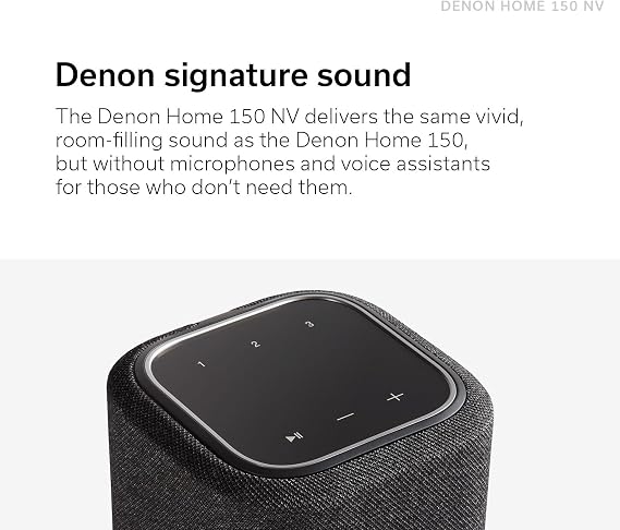 Denon Home 150 NV Home Stereo Wireless Speaker (Black), Bluetooth Wireless, 1 Tweeter, 3.5 Woofer, HEOS Built-in, AirPlay 2, Multi-Room Streaming, Simple Setup, Compact Design