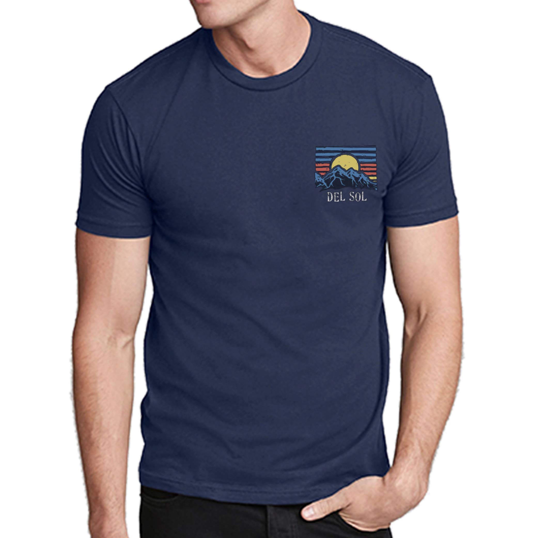 Del Sol Men's Classic Crew Tee - Always Exploring, Indigo T-Shirt - Changes from White to Vibrant Colors in The Sun - 100% Combed, Ring-Spun Cotton, Relaxed Fit - Size L
