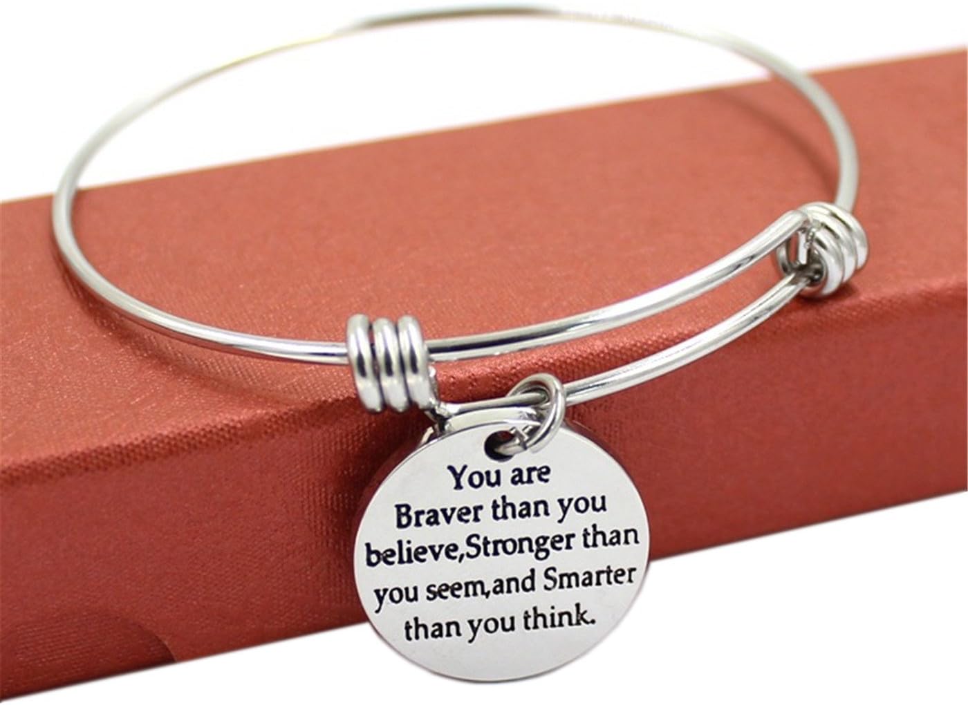 Jvvsci 3PCS Stainless Steel Inspirational Charm Bracelets Jewelry Set Engraved Message Motivational Expendable Bangles for Women Girls