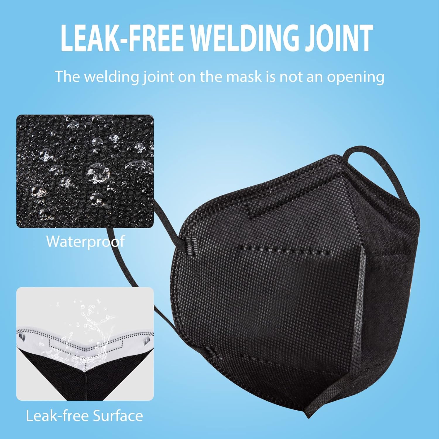 Borje KN95 Face Masks 50 Pcs, Individually Wrapped, 5-Ply Protection Black KN95 Mask, Disposable Face Masks for Adults - Image 3