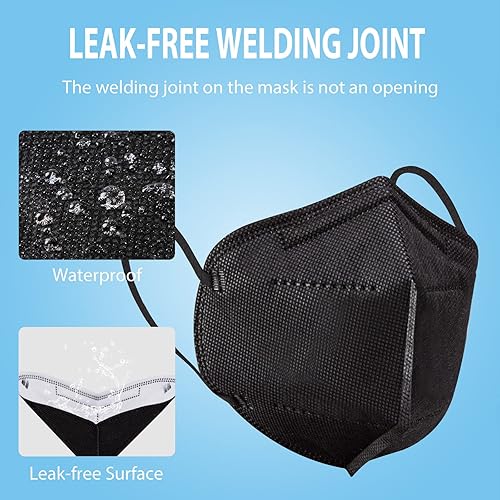 Miniatura 3 de Mascarillas KN95, 50 unidades, protección de 5 capas, máscara facial negra KN95, mascarillas desechables para adultos
