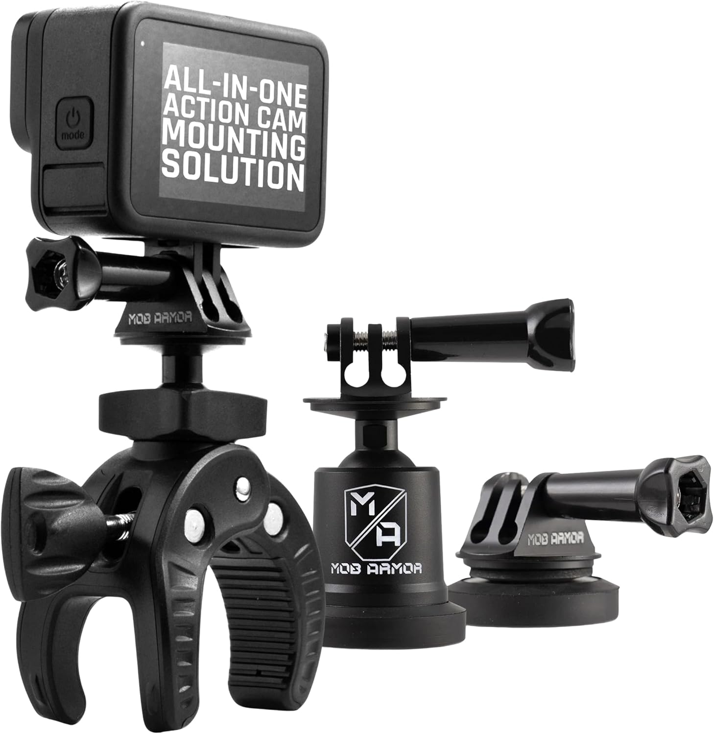 Mob Armor Action Camera Accessory Kit - Complete Bundle with Adjustable Claw Grip, Magnetic Holders, Steel Mounting Plates, and Travel-Friendly Nylon Case for On-The-Go Filming