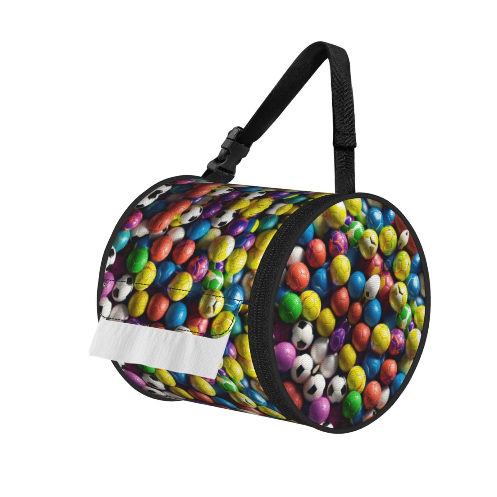 Soccer Printed Hanging Tissue Organizer, Smooth Zipper Oxford Cloth Roll Holder for RV Bathroom Desk