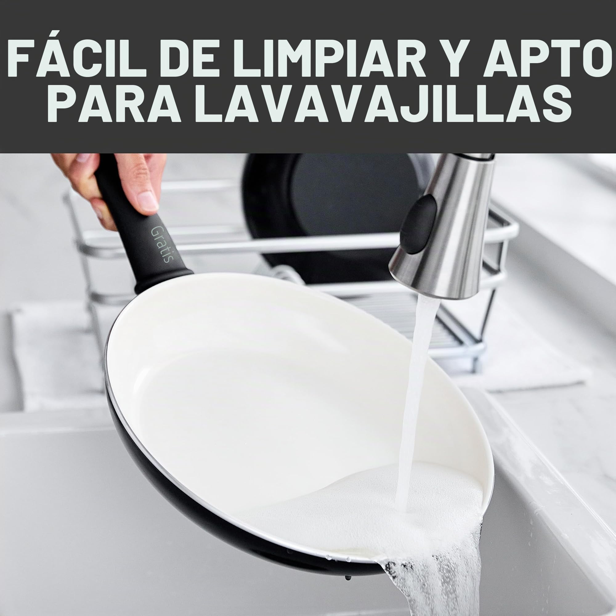 GreenLife Soft Grip Juego de 16 Ollas y Sartenes de Cerámica Antiadherente, Incluye Sartén, Cacerola y Cazo, Sin PFAS, Apto para Lavavajillas, Apto para Horno, Negro y Crema