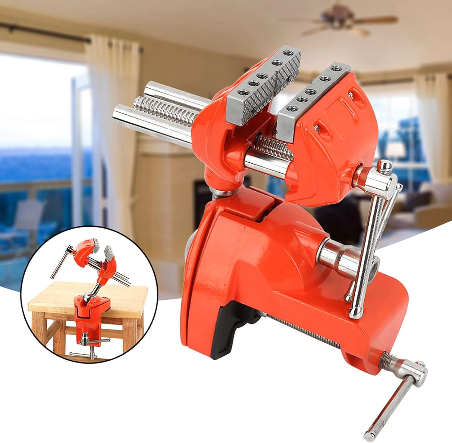 70mm Table Vise, Adjustable 360°Rotating Clamp Vise, Universal Clamp on Vise Bench Clamps for Woodworking, Welding, Metalworking, Drilling, Sawing