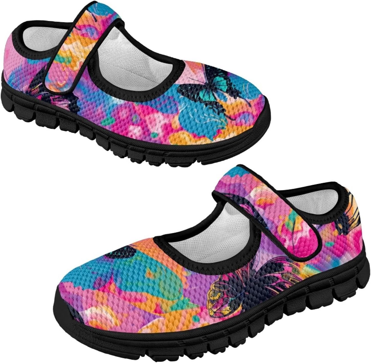 Daily Wear Shoes for Girls Cute Butterfly Graphic Soft and Flexible Shoes with Hook Loop School Safe Walking Slip-On Ballet Flats Casual Soft Daily Sport Best Gift for Kids 2025