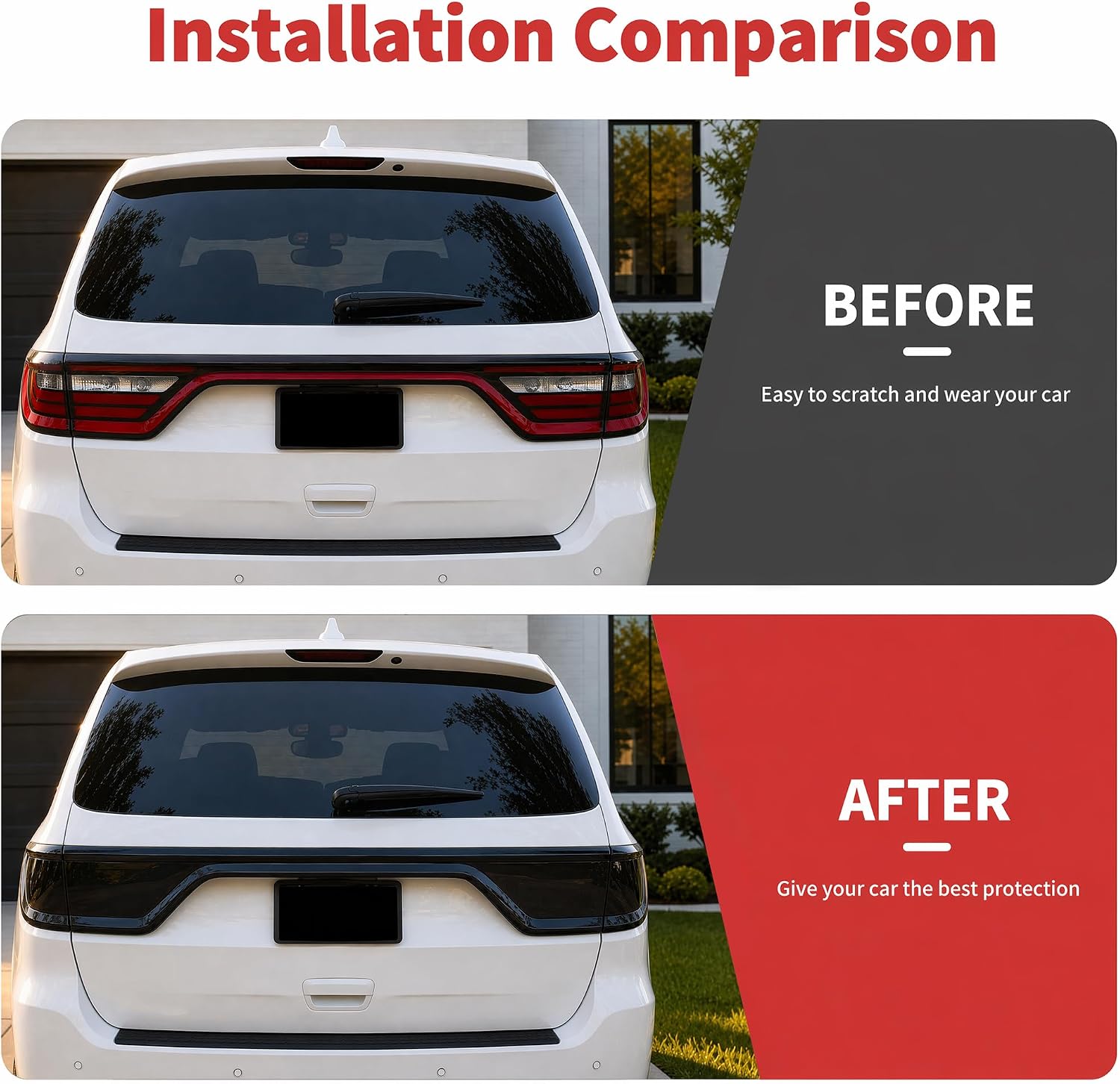 GearUp Tail Light Lamp Cover for Dodge Durango 2014-2024(Smoked Black)