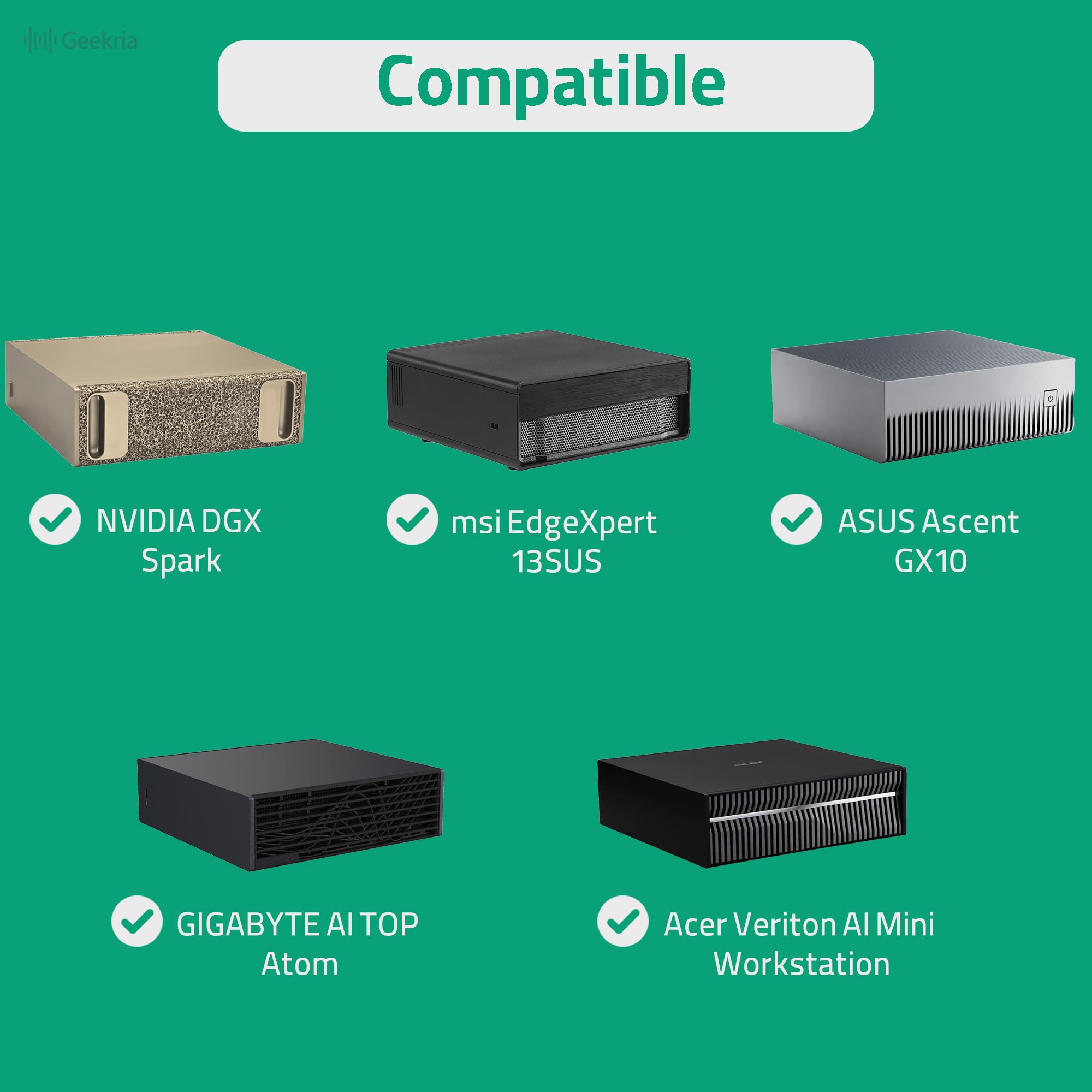 Custodia da viaggio rigida per mini PC Geekria, compatibile con NVIDIA DGX Spark, ASUS Ascent GX10, msi EdgeXpert 13SUS, GIGABYTE AI TOP Atom, borsa per supercomputer (grigio scuro)