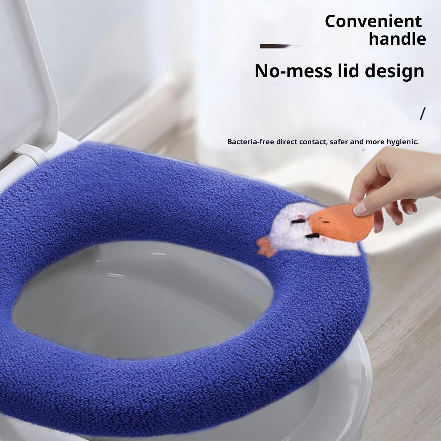 Winter Ready Toilet Seat Cover Thickened Elastic Design Safe Quick Drys Fabric All Year Bathroom Essential Soft Fiber Toilet Cover