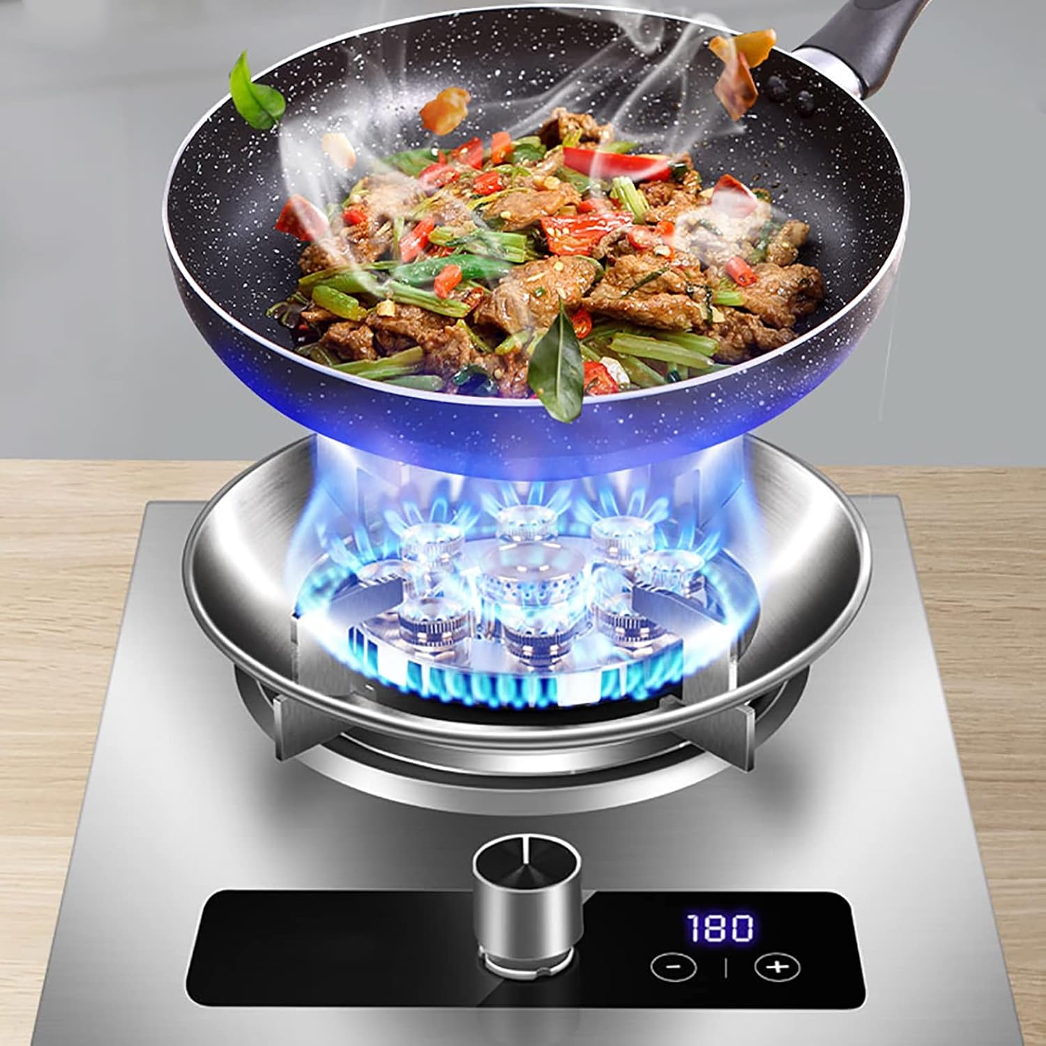 Gas hob 30cm Built-in Gas Hob 7.2kW Nine Cavity Fierce Fire Burners,with Automatic Flameout Protection & Removable Stainless Steel Pot Holder (Lpg)