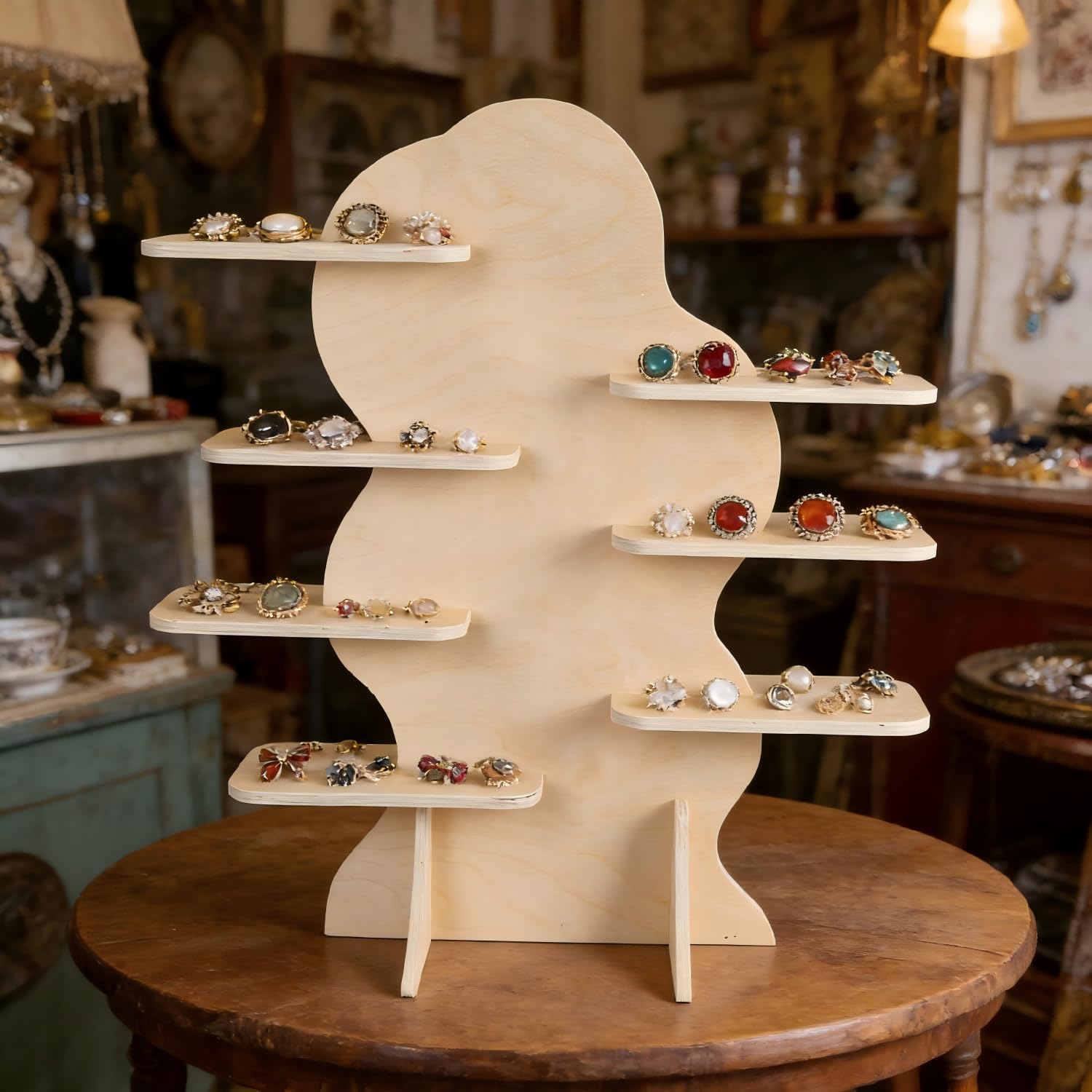 Kerzenständer mit 7 Etagen, für Verkaufsstand, 78,7 cm hoch, tragbar, abnehmbar, natürliches Birkenholz, gehobenes Display-Rack (Wolkenform)