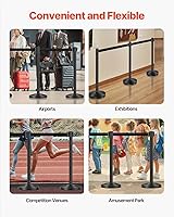 Vista 5 de VEVOR Poste de anclaje, 6 soportes con cinturones retráctiles, cola de puntal negro de acero al carbono con base hueca de inyección de arena