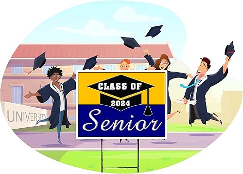 Letrero de carretera con soporte, de una sola cara, color dorado azul marino, de 18 x 24 pulgadas