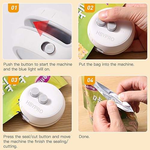 Miniatura 5 de Sellador de bolsas de chips Mini sellador de bolsas de bocadillos recargable para bolsas de vacío, revendedor de bolsas portátil