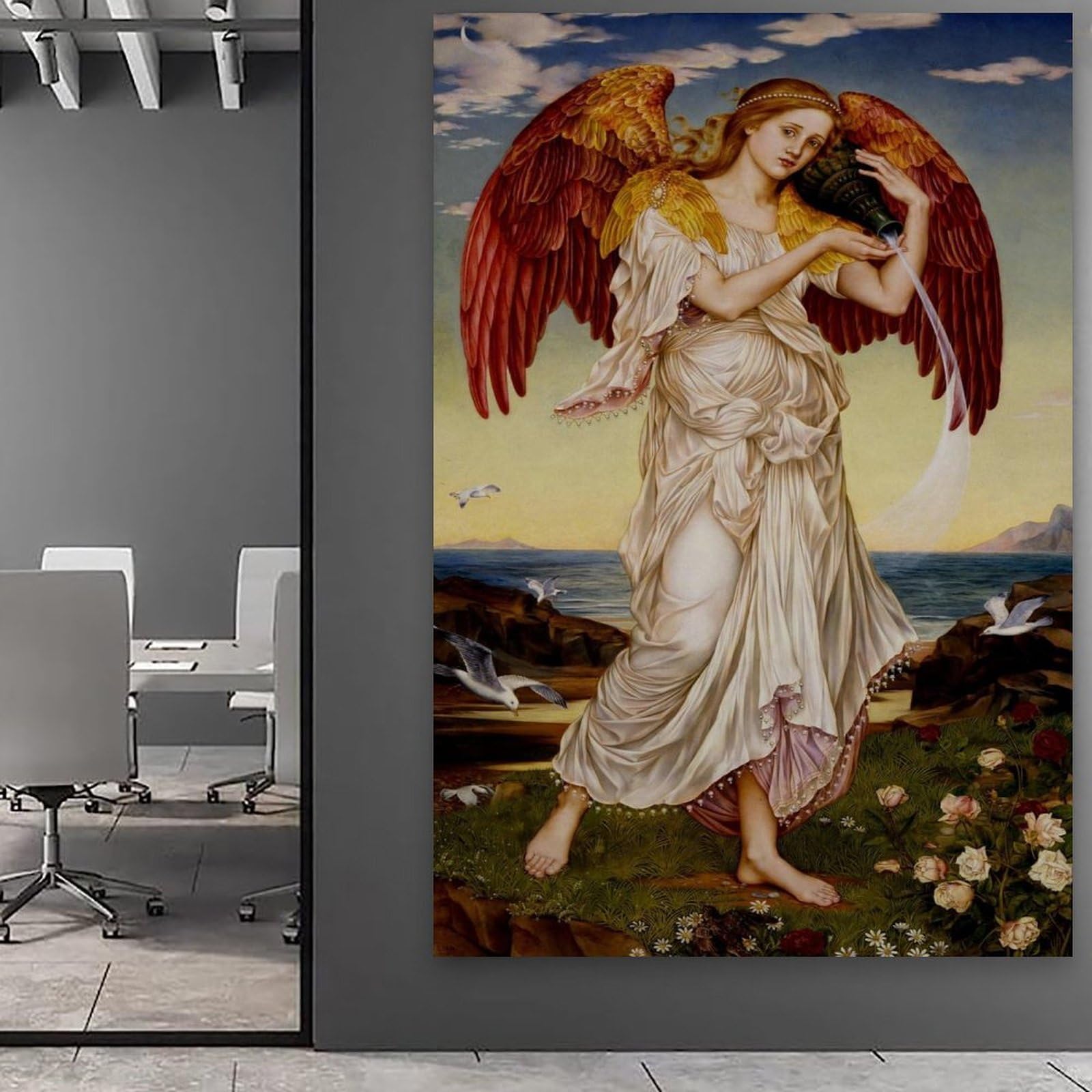 Angel Painting by Evelyn De Morgan Póster Moderno Cuadro Decorativo Cuadro Lienzo Cuadro Cuadro Cuadro para Salón Dormitorio Moderno Mural para Habitación Familiar, Impresiones de 24 x 36 Pulgadas (60