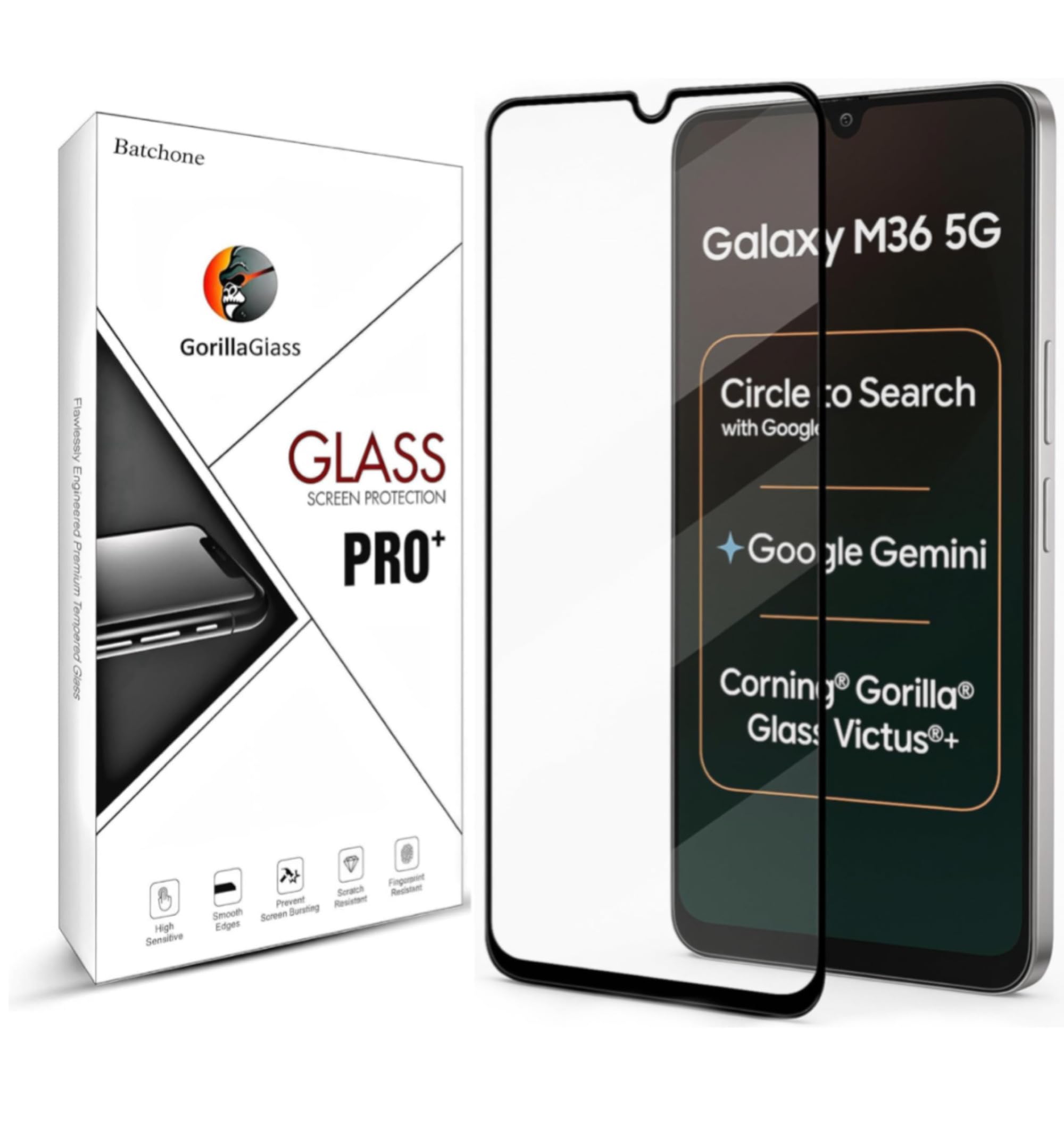 BATCHONE Premium Tempered Glass Screen Protector Compatible for Samsung Galaxy M36 5G/M36 (Black) with Edge to Edge Coverage and Easy Installation kit, Pack of 1-picture-27