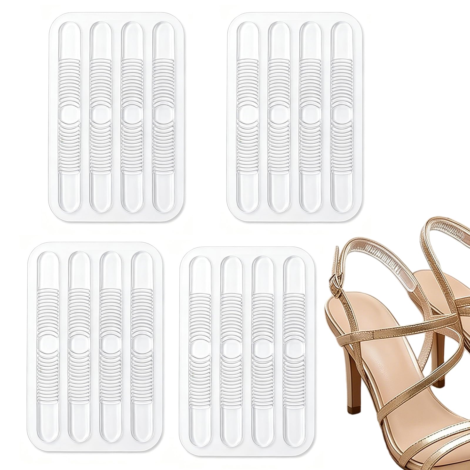 16 Stück Silikon Fersenpolster für Damen, Selbstklebende Anti-Rutsch Fersenschutz Gelpads für High Heels, Sandalen und Slingbacks, Transparente Einlagen gegen Blasen und Reibung