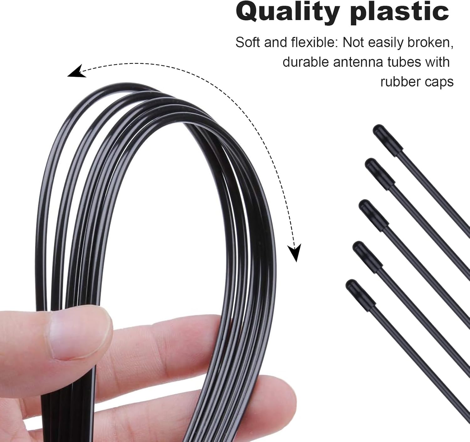 HobbyPark Universal Soft Plastic Antenna Tube with Cap Black for RC Car FPV Drone Quadcopter Boats Airplane 2.4G Receiver RX (5-Pack) (Black)