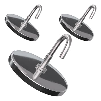 Master Magnetics Magnetic Handi-Hook with Chrome Plate - 2.04" Diameter, 1.275" Total Height, 20 Pounds, Silver, Pack of 3, MHHH20X3