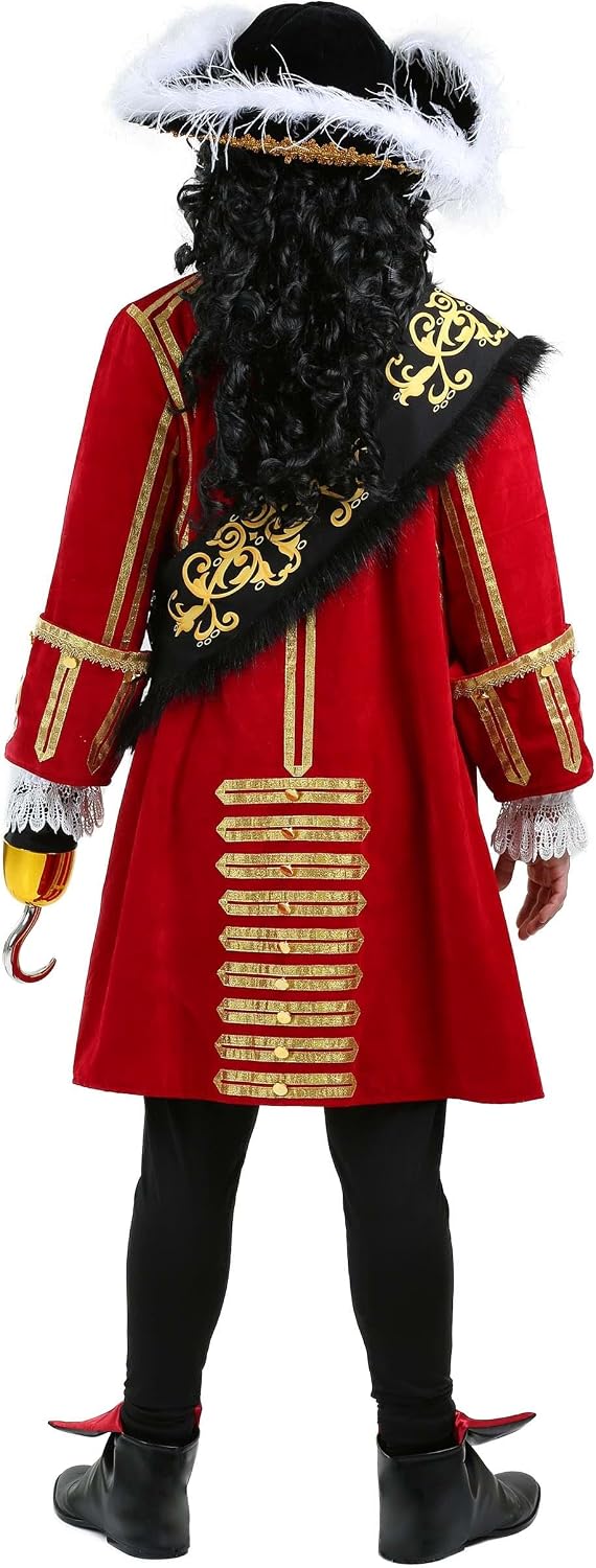 Fun Costumes Adult Captain Hook Halloween Costume | Men Elite Pirate Outfit with Jacket, Tunic, Pants, & Accessories