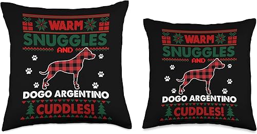 Miniatura 3 de Dogo Argentino Dog Owners Matching Family Pajama Dogo Argentino Lovers Gifts - Cojín feo de Navidad, 16 x 16 pulgadas, multicolor