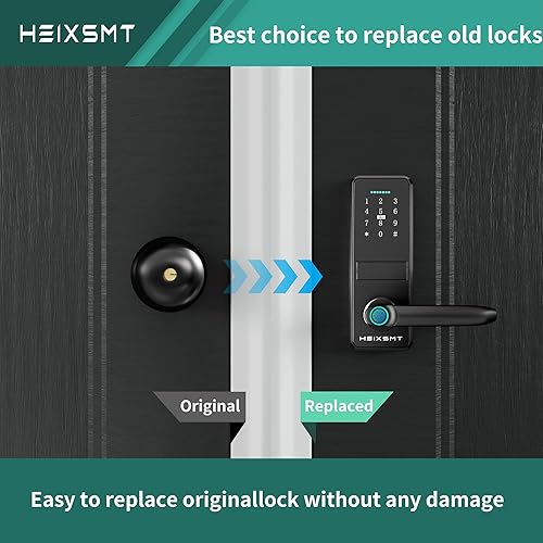 Miniatura 4 de HEIXSMT Cerradura de puerta inteligente con asa, cerradura de puerta de entrada sin llave, cerradura de puerta con teclado, cerradura de puerta de